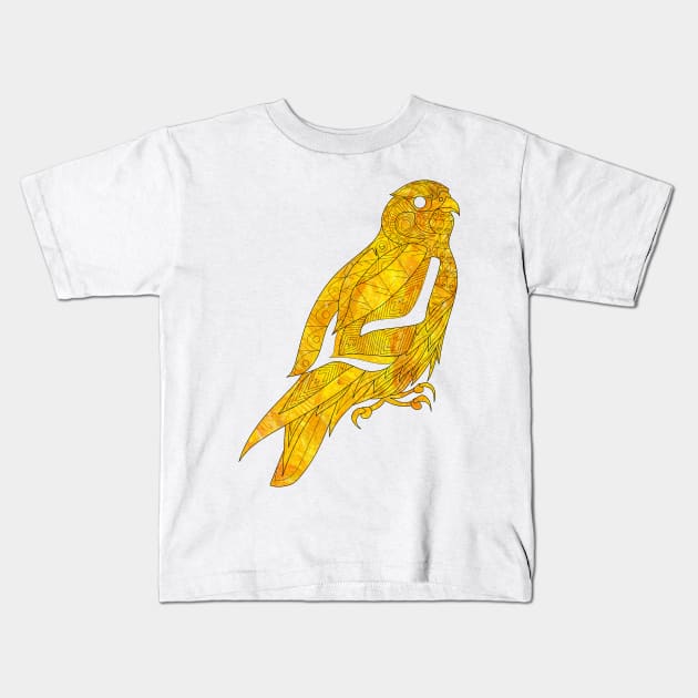 golden peregrine falcon bird ecopop kawaii pattern Kids T-Shirt by jorge_lebeau